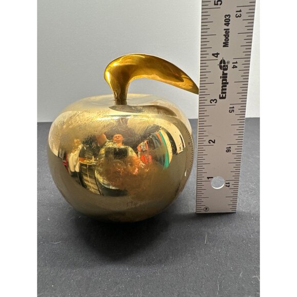 Vintage Brass Heavy Apple Paperweight Handcrafted For The Master Teacher Made In - Picture 8 of 8